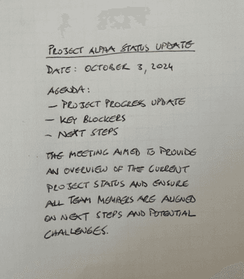 Original messy handwritten notes before AI transcription